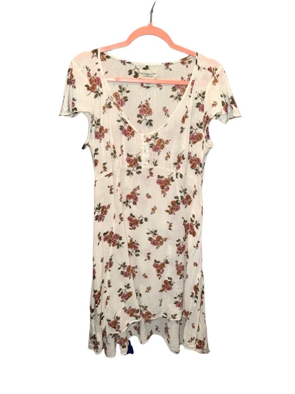 Denim & Supply Ralph Lauren Cottagecore Whimsy Cream Floral Midi Dress Size 8
